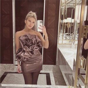 NWOT Zara Voluminous Flower Dress in Pale Pink size S